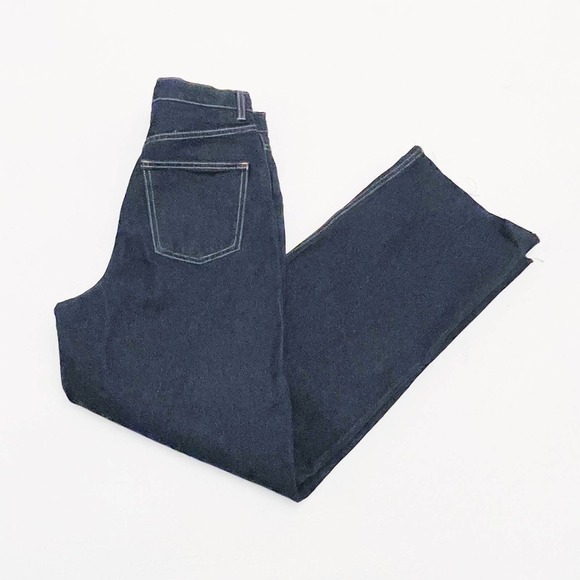 Zara High Rise Wide Leg Dark Wash Denim Jeans Raw Hem SZ6 NWT - Picture 3 of 9